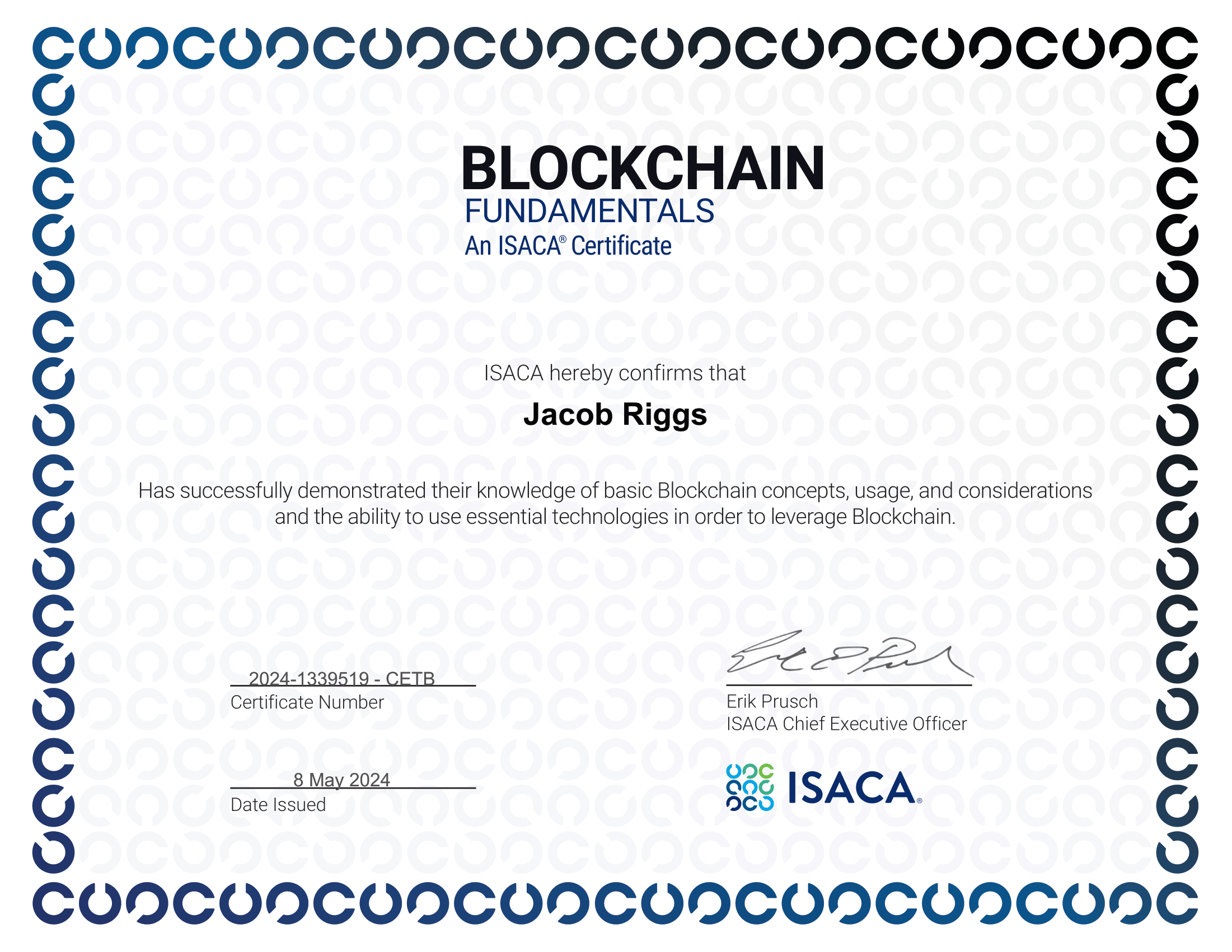 CET Blockchain Certificate
