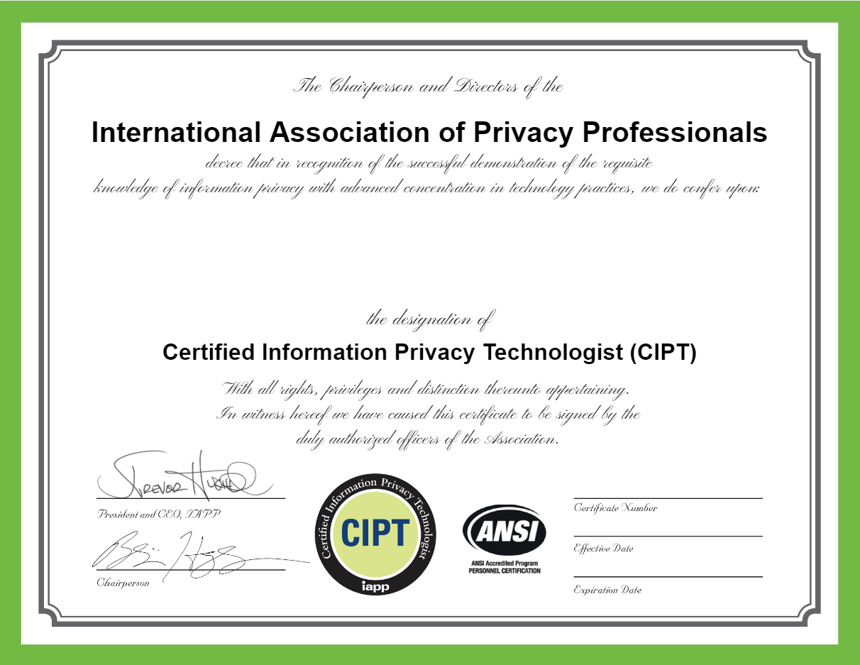 IAPP CIPT Certificate