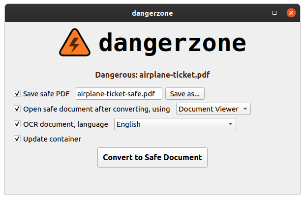 Dangerzone GUI