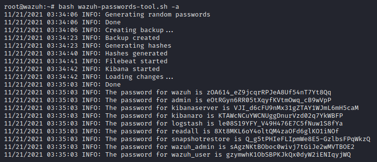 Wazuh auto generate passwords
