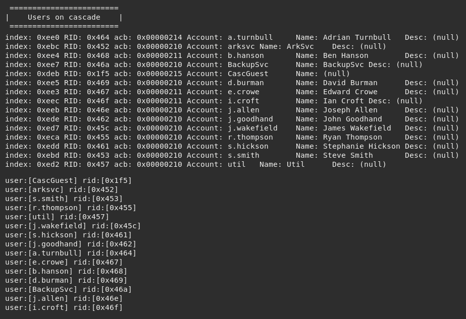 Enum4Linux Results